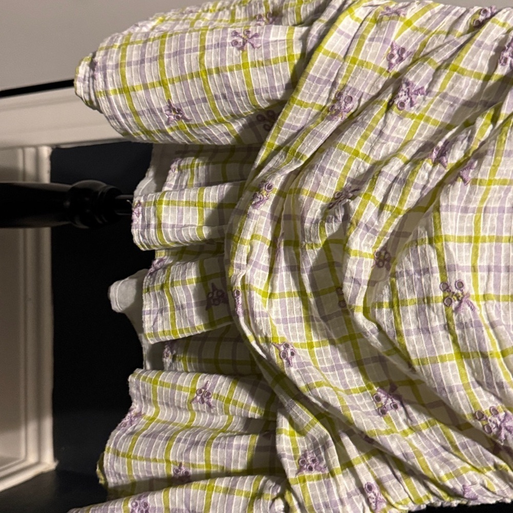 Zara Yellow and Purple Checkered V-Neck Dress - Picture 5 of 6